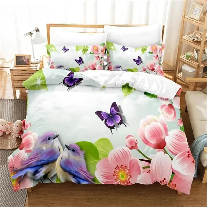 Flower Butterfly Bedding Set Duvet Cover Set 3d Bedding Digital Printing Bed Linen Queen Size Bedding Set Fashion Design