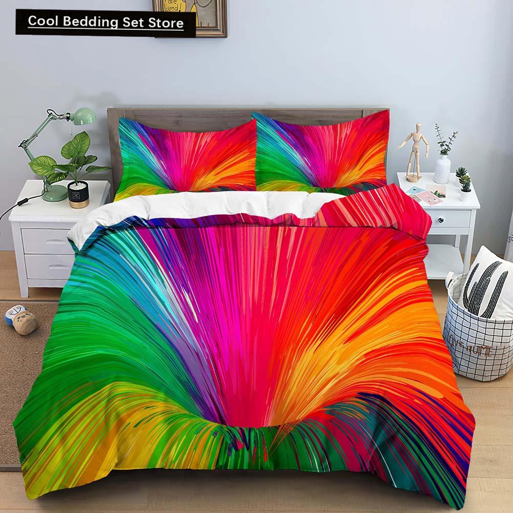 Comforter 3D Psychedelic Abstract Double Queen Bedding Set 2/3Pcs King Full Size Blue Polyester Comforter