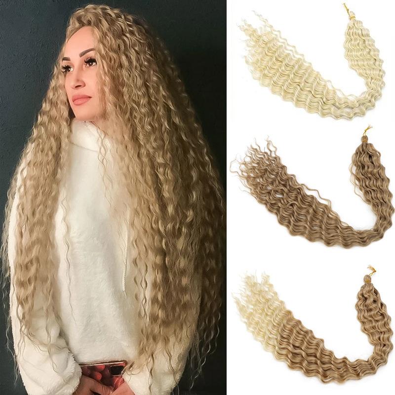 30Inch Syntheitc Pre Stretched Long Deep Wave Curly Braiding Hair Extensions Ocean Wave Crochet Hair for Women