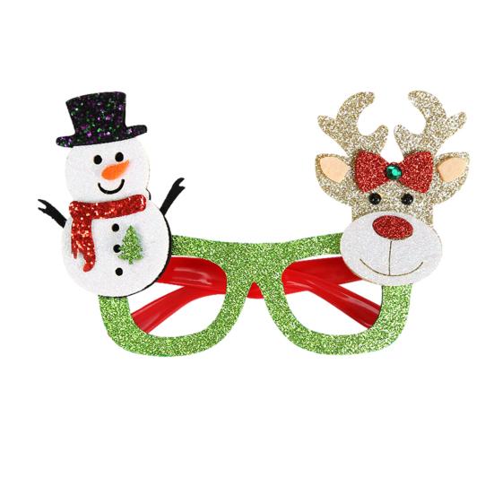 Seasonal Decorative Eyewear for Festivals Christmas Glasses, Glitter Party Glasses Frames, Novelty Elf Snowman Santa Claus Holiday Favors Children