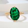 Luxury Female Crystal Green Oval Zircon Stone Engagement Ring Cute Yellow Gold Color Wedding Jewelry For Women