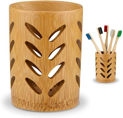 Bamboo Toothbrush Holder for Bathroom Toothbrush Cup with Drainage Quick Drying Bathroom Cup Air Circulation Toothpaste Holder
