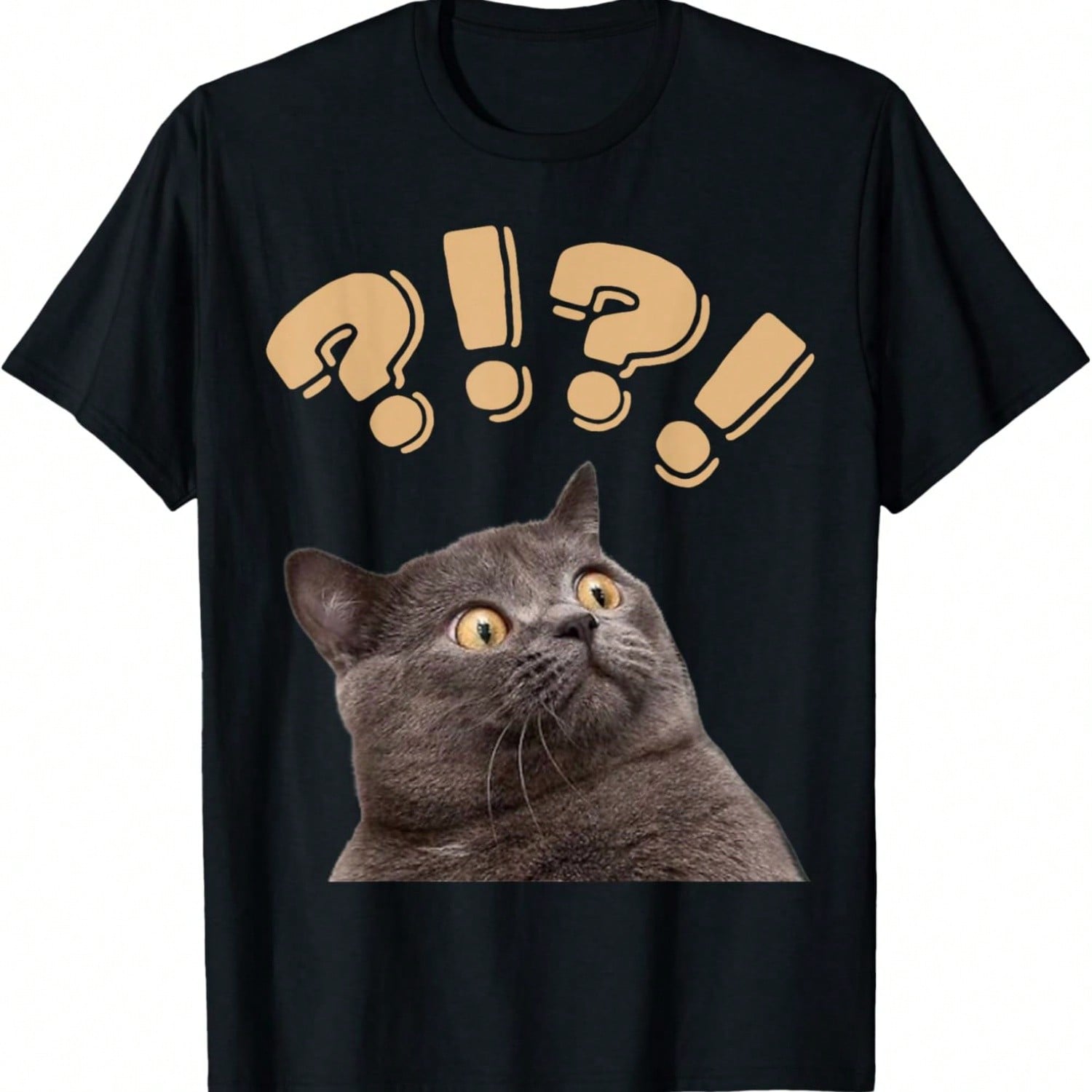 Funny Shocked Confused Surprised Scared Anxious Cat Meme T-Shirt For Men Women S S разноцветный