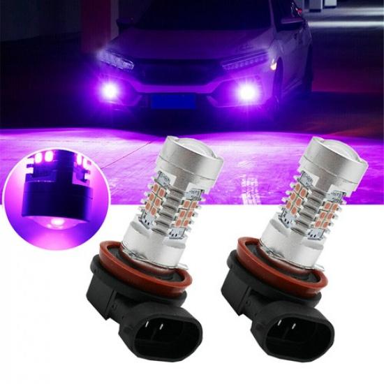 2PCS Pink Purple H11 H8 LED Fog Driving Lights DRL Lamp Bulb Kit Car Accessories