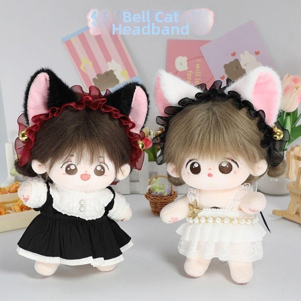 Cute Animal Ear Dress Up Doll Maid Style Cat Ears hairband Cotton doll headwear  20cm Doll