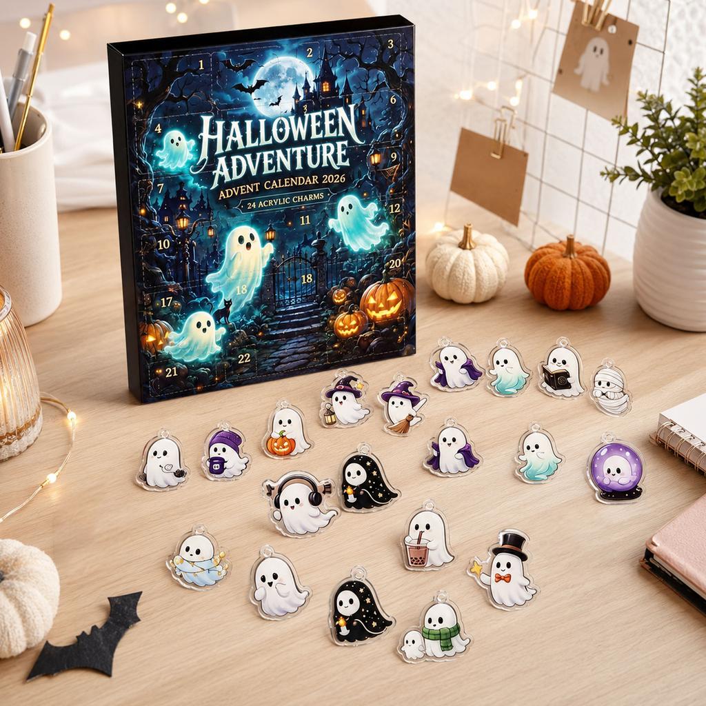 2D Halloween Advent Calendar with Days of Treats - Countdown Calendar Gift Box for Kids and Adults