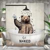 Funny Animal Bathroom Shower Curtain Brown Cute Rustic Bathtub Farmhouse Rustic Kids Hilarious Polyester Fabric Hooks Waterproof