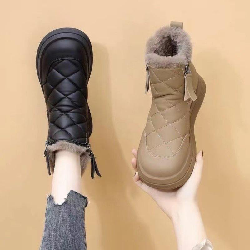 New Style Snow Boots Fleece and Thickened Cotton Shoes Waterproof and Anti-slip Women's Ankle Boots