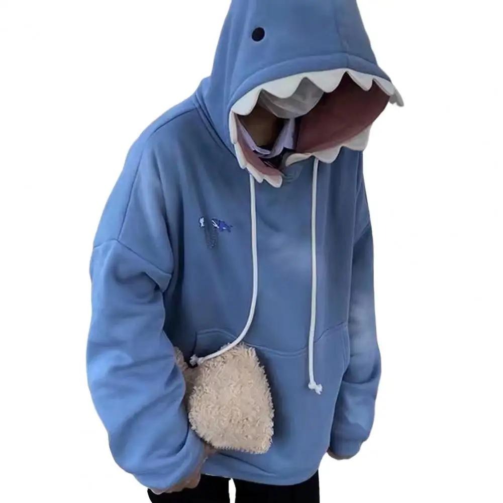 Autumn Winter Funny Shark Patchwork Hoodies Men and Women Kawaii Sweatshirt Fashion Casual Pullover School Oversized Clothes