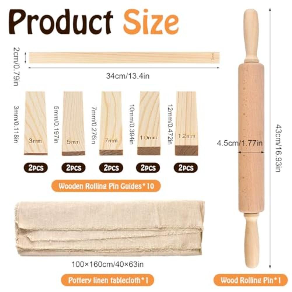 20-teiliges Töpferwerkzeug-Set Umfassendes Set Vielseitige Modellierwerkzeuge Nudelholz, Tonmodellierwerkzeuge & mehr Küchenwerkzeuge