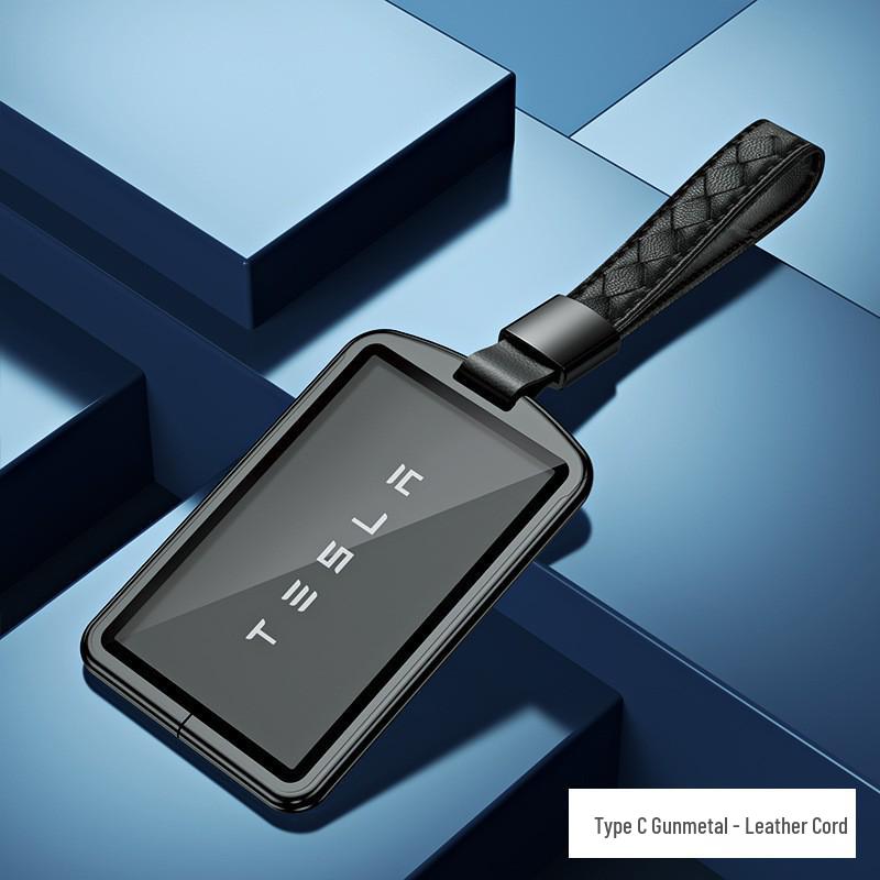 Tesla Card Key Case for Model 3/X/Y - Premium Metal Shell with Protective Buckle, Stylish Unisex Design.
