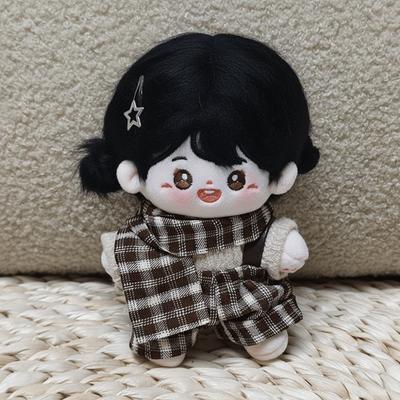 1 Set Plaid Overall 10cm Cotton Doll Clothes Scarf Suit Doll Clothes Outfit Mini Uniform Doll Dress Up Set Children's Gift
