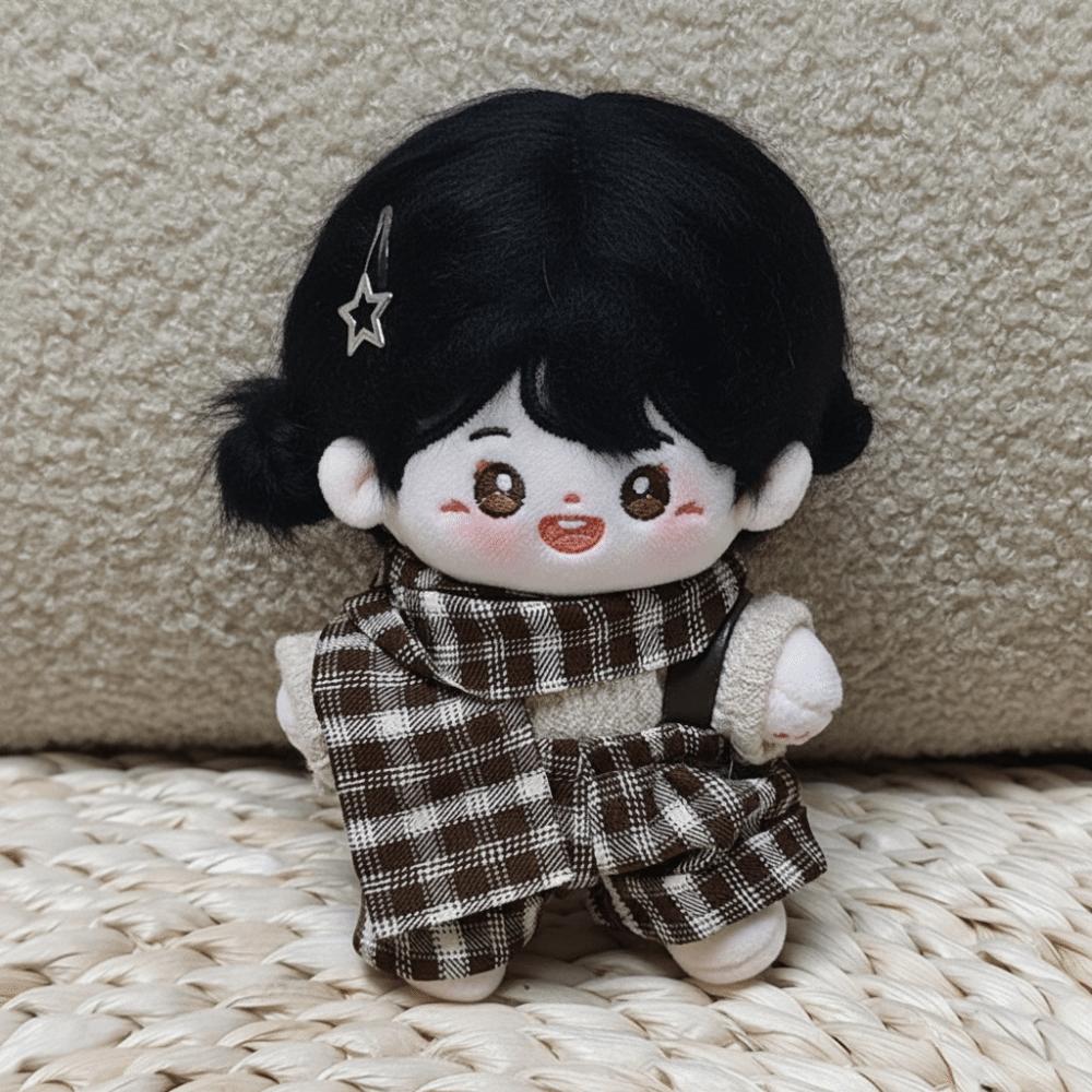 1 set Uniform 10cm Cotton Doll Clothes Plaid Overall Doll Dress Up Set  Children's Gift
