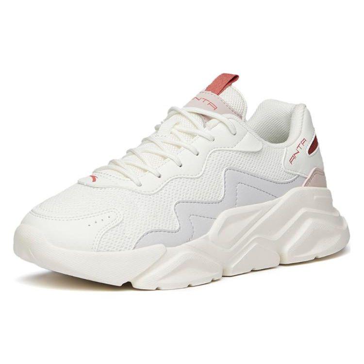 Anta Shock Absorbing Non-Slip Durable Low-Top Sports Casual Shoes Women sneaker White Gray 922048820-8