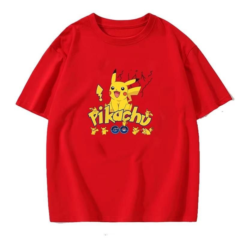 Potdemiel Summer New Pikachu Print Childrens Cotton TShirt Boys and Girls Comfortable and Breathable Childrens TShirt
