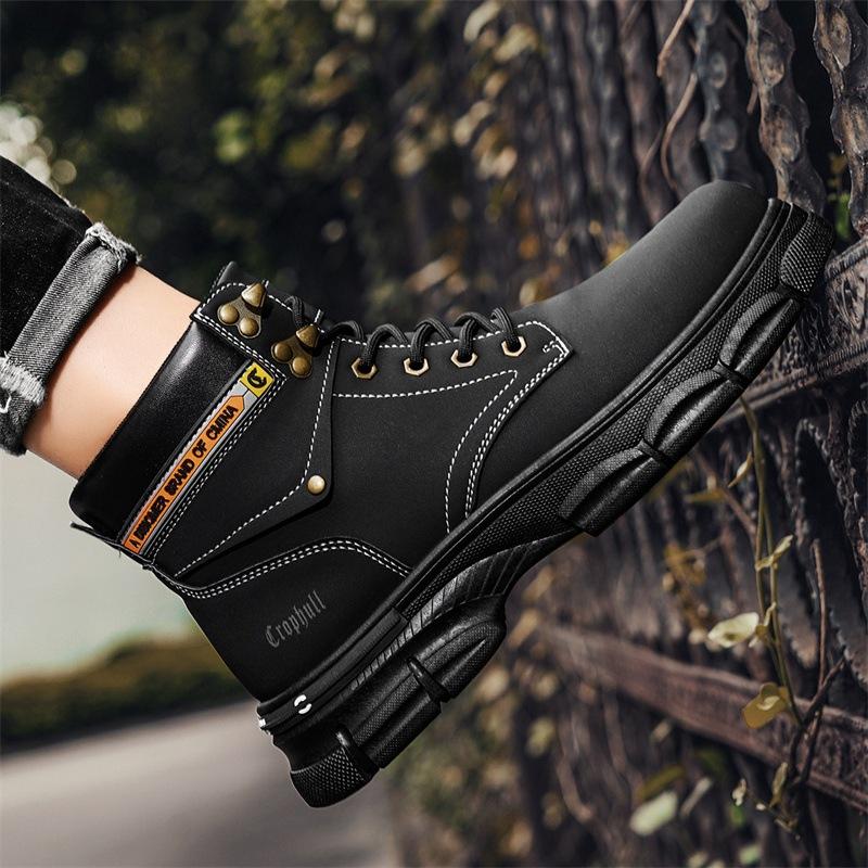 

Уличные ботинки Мартин мужские флисовые рабочие ботинки мужские осень и зима 2024 новые прогулочные ботинки-локомотивы высокие мужские ботинки 39