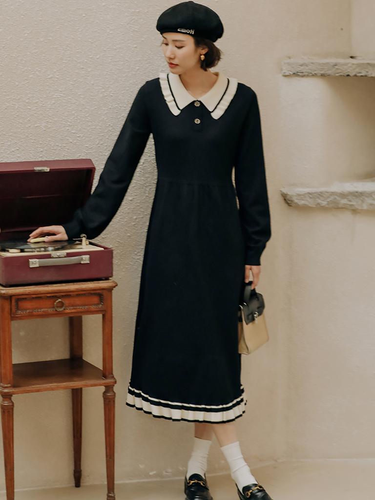 Laengsseon Ls_Picnic Black Knitted Long Dress_Black
