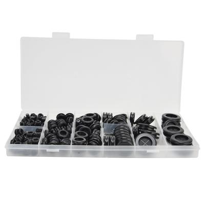 170Pcs Rubber Grommet Flexible Convenient Heatproof Wearproof Eyelet Ring Gasket for Automotive