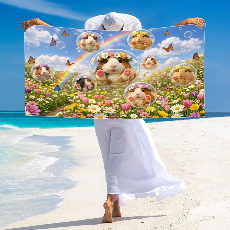 Guinea Pigs Print Beach Towel, Large Soft Quick Dry Towel for Beach Camping Swimming