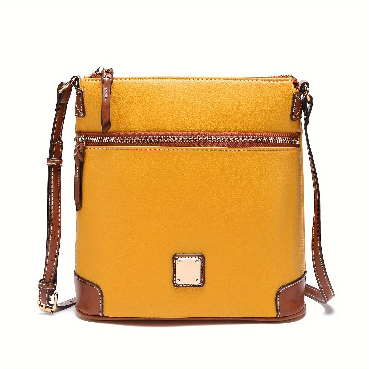 

Женская сумка-мессенджер в стиле ретро, ​​простая сумка из веганской кожи, сумка через плечо в классическом стиле 25*10*24cm жёлтый