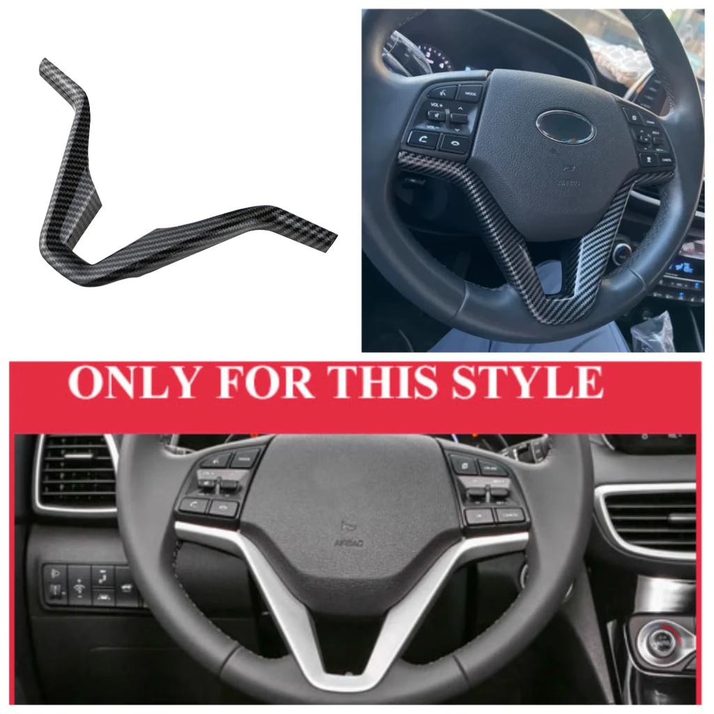 For Hyundai Tucson 3th 2016 2017 2018 2019 ABS Carbon Fiber Car Steering Wheel Sequin Cover Interior Decoration Trim Accessories