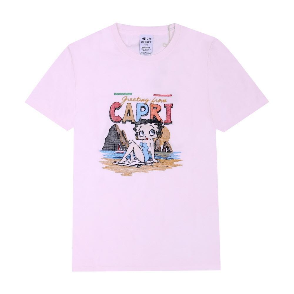 Wild Donkey Unisex LighT Dyed Pink T shirT Graphic T Capri T-CAPRI LIGHT DYED PINK (XS)