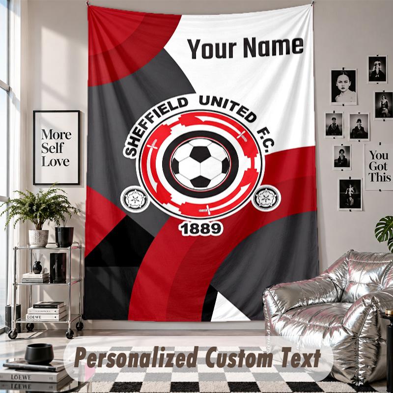 Wall Hanging Tapestry With Custom Name & Text, Sheffield United FC Decorative Tapestry For Bedroom