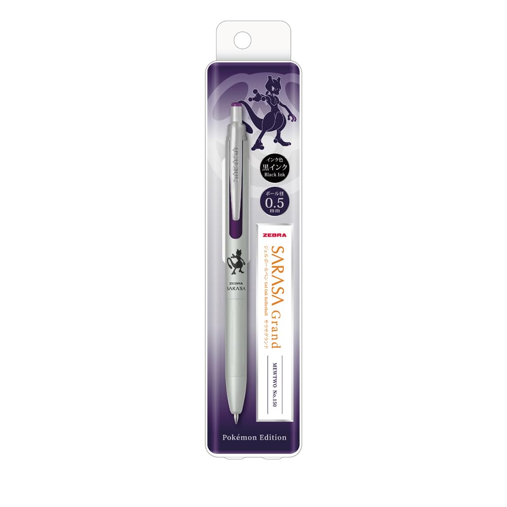 Zebra Sarasa Grand Gel Ballpoint Pen Mewtwo Black Ink Silver Barrel Limited Edition Pokémon 0.5mm P-JJ57-PO-S
