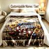 American Patriotic Theme Custom Blanket Personalized Name & Text Customized Soft Warm Throw Blanket Home Decor