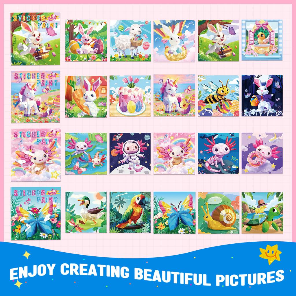 Busy Travel Toy Paint By Sticker For Kids, Screen Free Sticker Book By Number, Resuable Puzzle Sticker Paint Book For Girls Gift