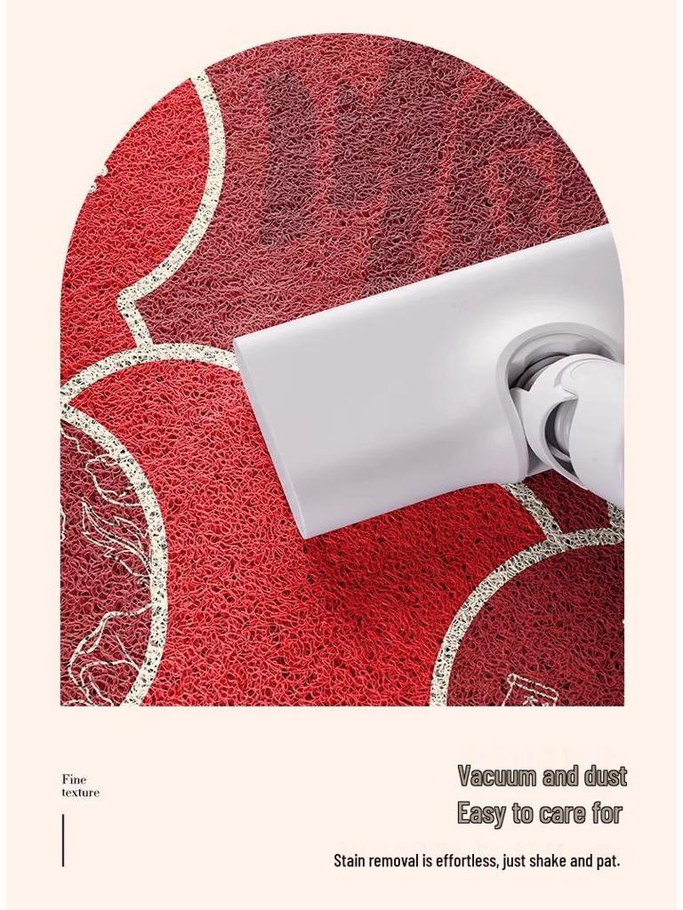 Red Coil Entrance Floor Mat - Cuttable, Dirt-Resistant Carpet for Hallways and Celebrations