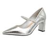 2025 Autumn New Square-Toe Low-Cut Rhinestone Block Heel Mary Jane Shoes Women's One-Strap French High Heels XW-9612-6