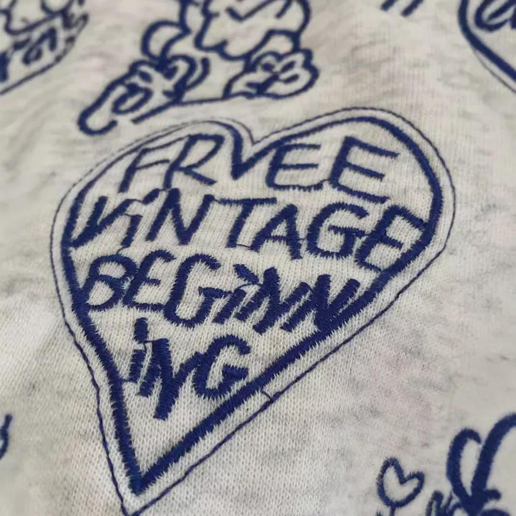 Autumn '24 Embroidered Love Rabbit Sweater - Long Sleeve, Small Round Neck Pullover