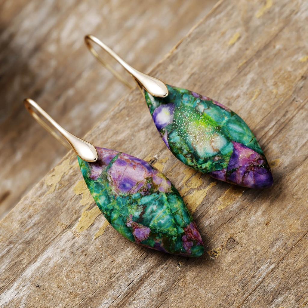 Bohemian Emperor Stone Leaf Pendant Earrings Popular Jewelry
