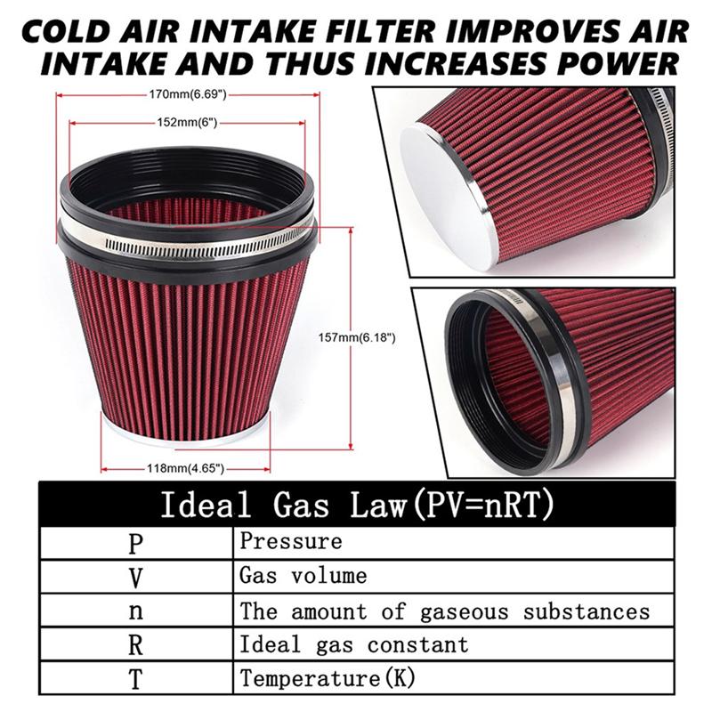 Top Sale Car Universal 6 Inch High Flow Intake Air Filter Car Engine Air Inlet 152Mm Mushroom Style Car Modified Filter Parts