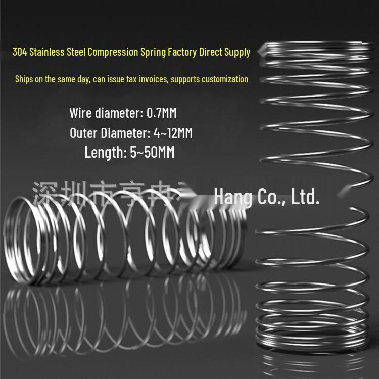 In-Stock Stainless Steel Y-Type Compression Spring, 0.7mm Wire Diameter, 4-12mm Outer Diameter, Customizable.