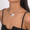 Women European Temperament Sweet Cool Choker Round Heart OT Buckle Chain Micro-set Minimalist Necklace For Women