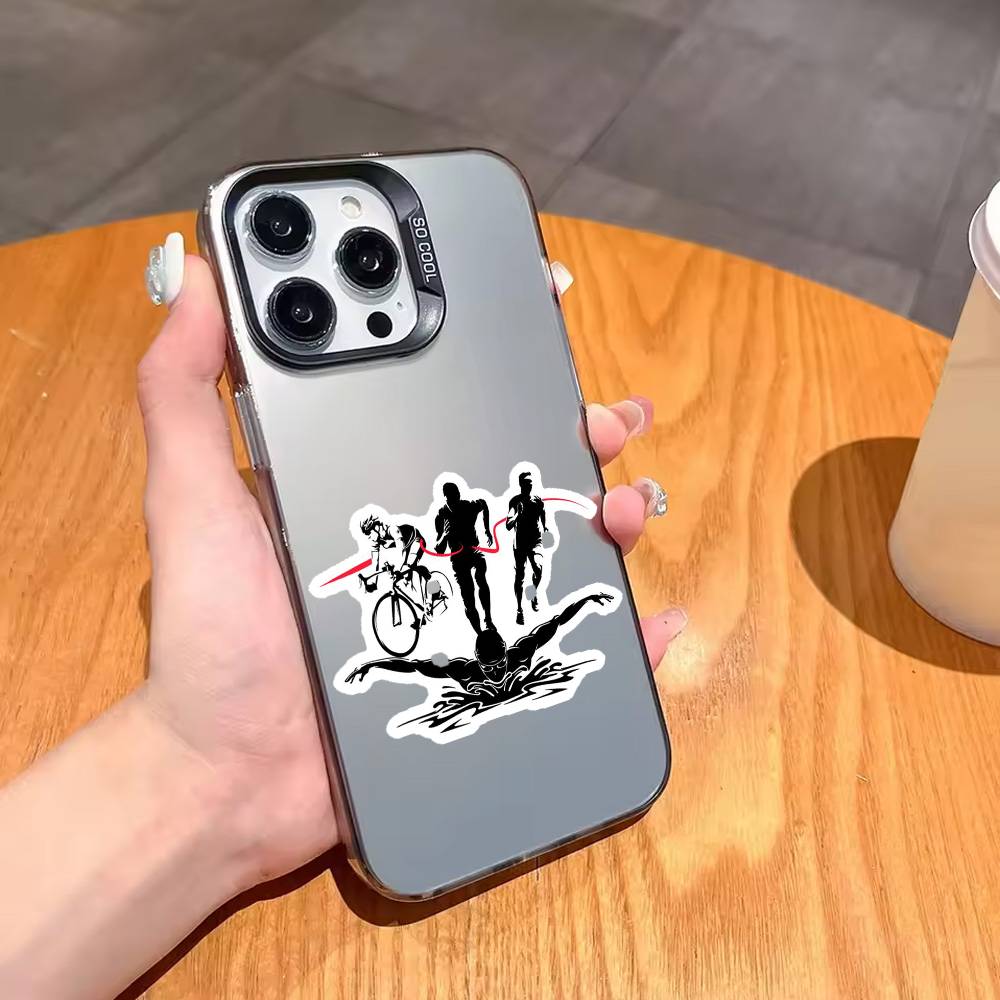 T-Triathlon Schwimmen Radfahren Laufen T-Tri Leben Handyhülle Für iPhone17,16,15,14,13,12,11 Plus,Pro Max Schwarze Candy Silberbeschichtete Hülle