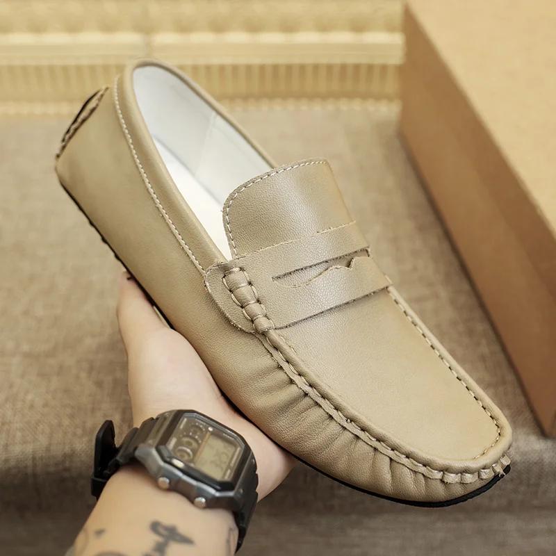 Mocassini da uomo versatili Classici slip-on Ballerine Vera pelle Scarpe casual da uomo Mocassini Super morbidi Calzature da passeggio da uomo Maschile