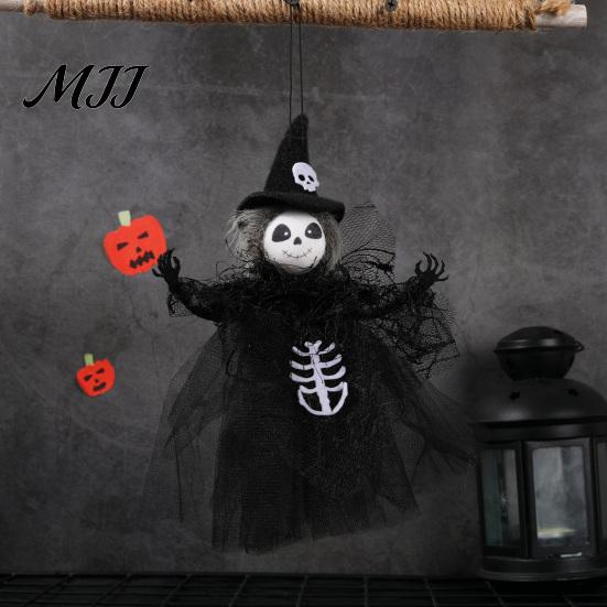 Halloween Holiday Decoration Witch Doll Decoration, Spooky Ghost Pumpkin Hanging Festive Ornament with Gauze Skirt for Indoor Outdoor Party Decor