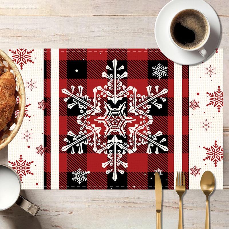 New Christmas Printed Placemats Cross-border Holiday Party Dining Table Thermal Insulation and Anti-pollution Dining Table Mats