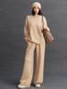 Women's Cashmere Cable Knit Round Neck Loose Sweater - Versatile, Simple, Autumn Winter Style