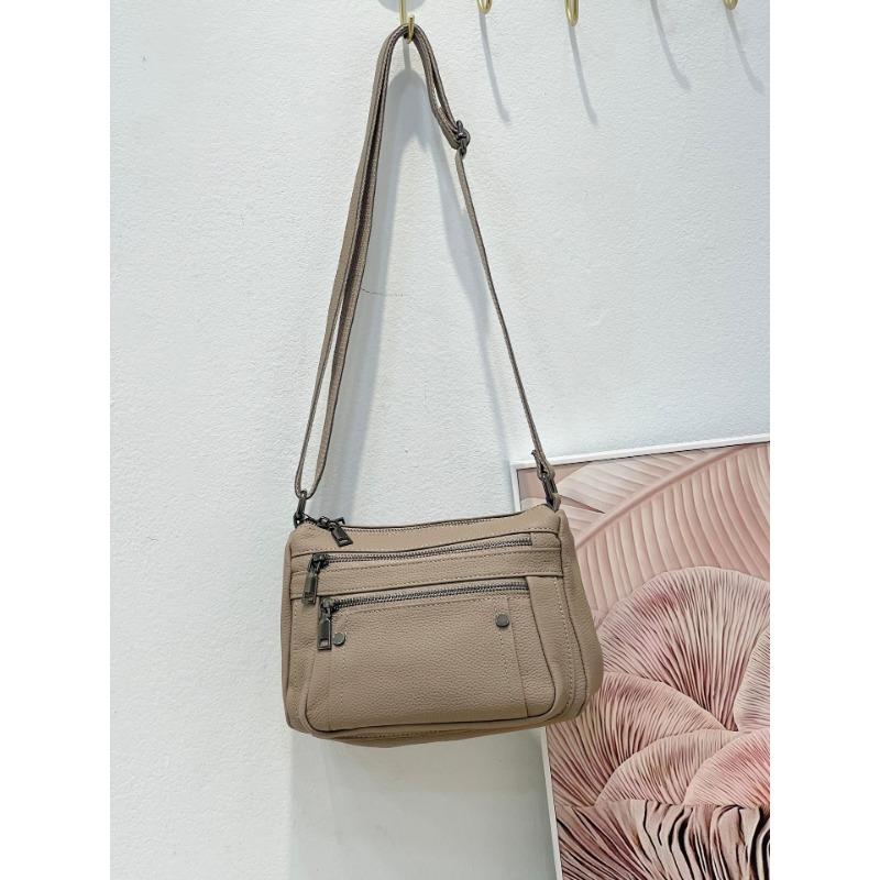 

Handheld Messenger Leather Bag, Women s Soft Leather Bag серый