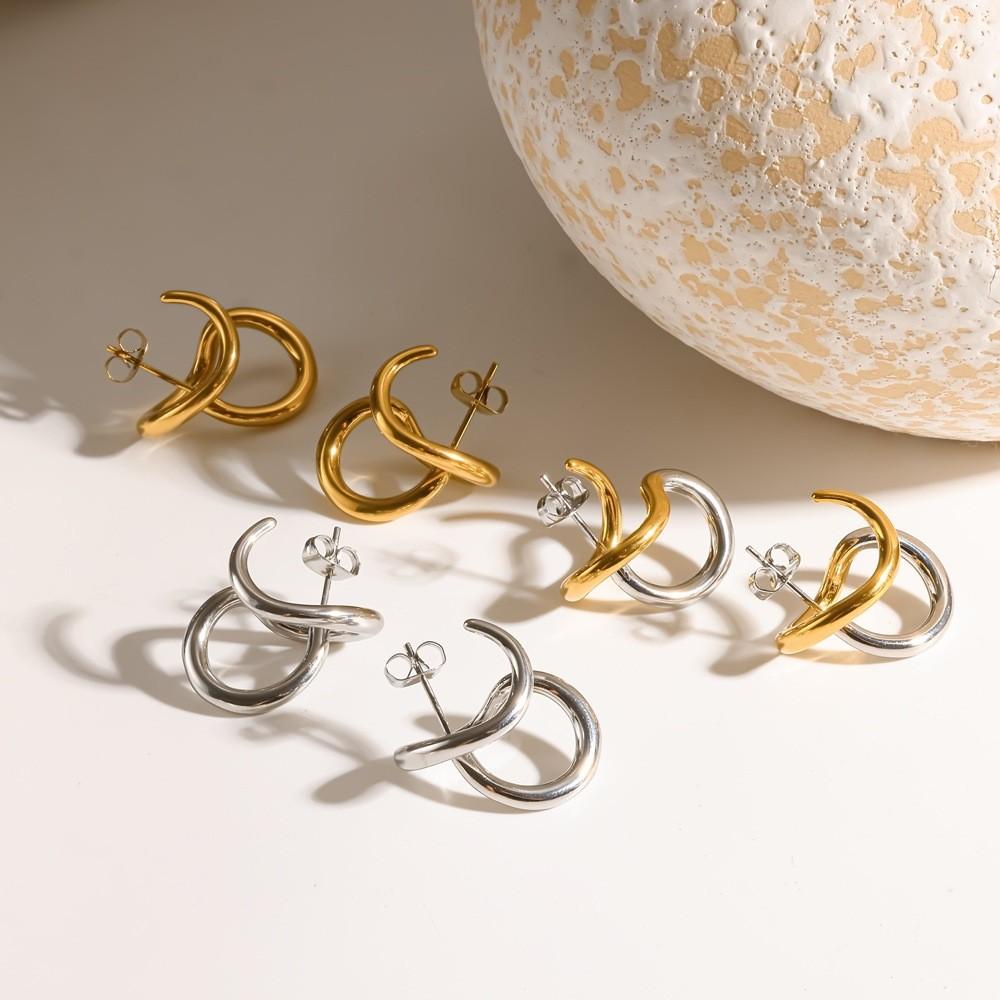 Geometric Stainless Steel Earrings With Titanium Steel Posts For Fashion Women
