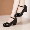 Kleine Größe 32-43 Modische flache Lackleder Schuhe Damen Plateau Pumps 2026 Herbst Med Blockabsatz Schuhe Büro Mama Tanz