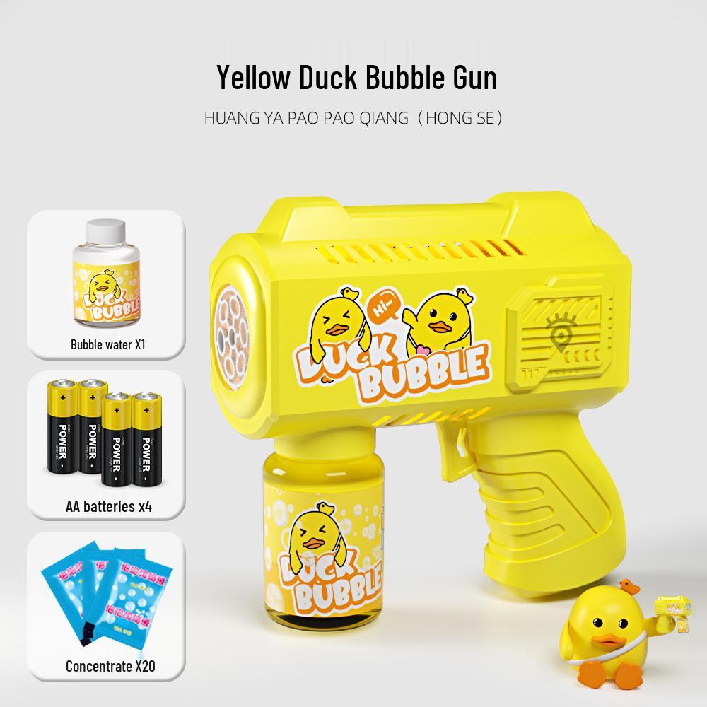 Little Yellow Duck Handheld Automatic Bubble Machine - Electric Light-Up Toy for Kids