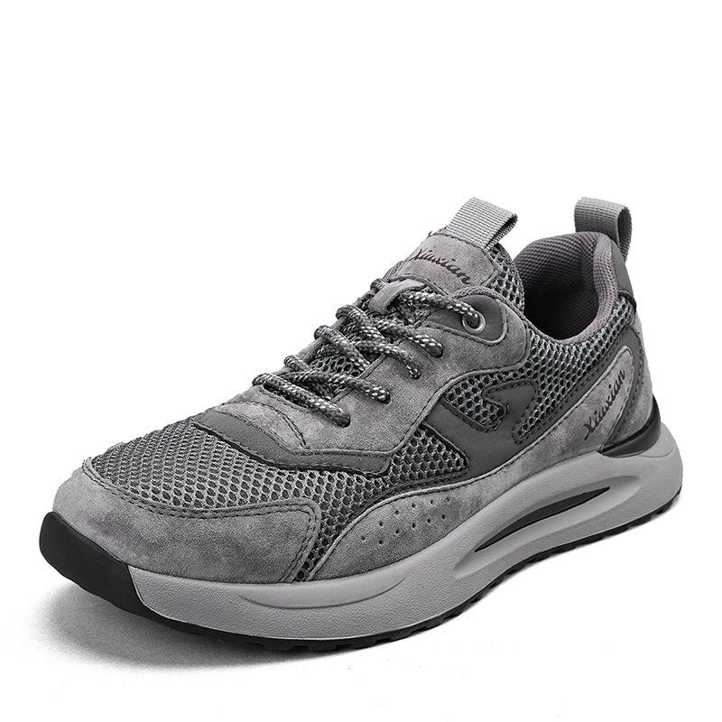 Men s Retro Pigskin Mesh Breathable Casual Leather Sneakers 41