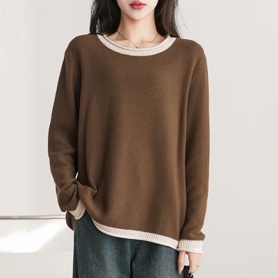 Sweater for Women Autumn Winter Thickened Pullover Warm Knitted Solid Color Long Sleeve Oversize Jumper Tops