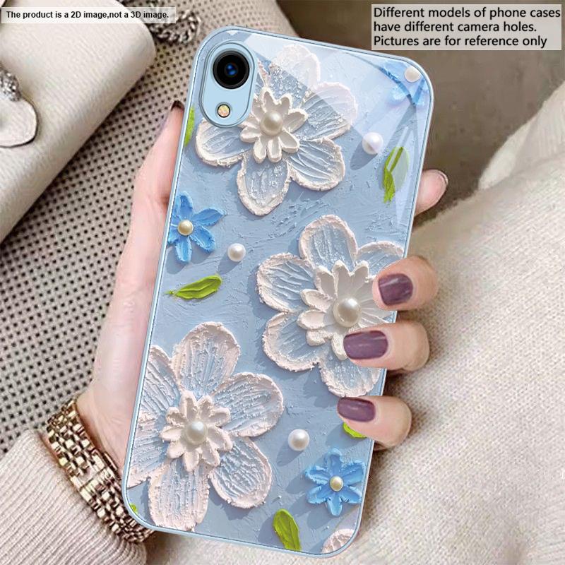 Creme-Reis weiße Blüten Für Samsung A01 02 A03 Core 04 05 A06 10 12 A13 14 5G 15 16 M02 12 Note 8 9 10 20 Glas Ultra Handyhülle
