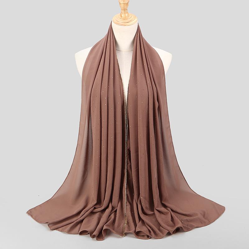 Diamond Chain Chiffon Hijab Scarf Veil Long Shawl Head Scarf Headwraps Hoofddoek Islamic Turban Shawl For Women Muslim Hijabs